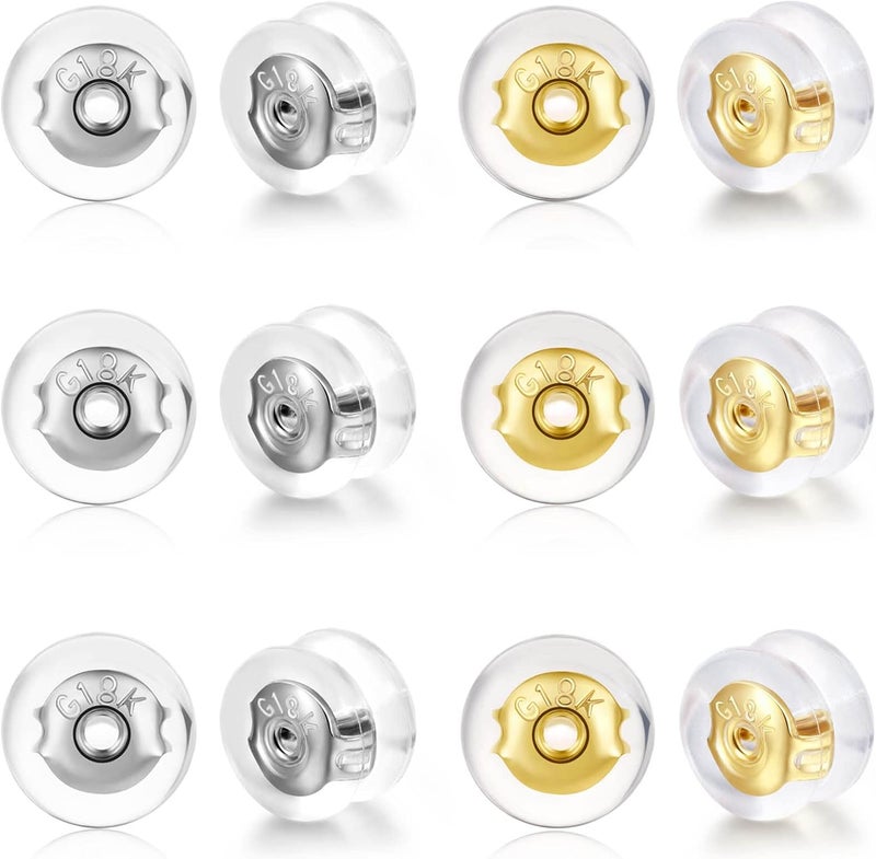 Moconar Earring Backs 18K Gold Silicone Earring Backs Replacements for Studs/Droopy Ears/Heavy Earrings No-Irritate Hypoallergenice Backings for Women Men Multicolor - Image 1
